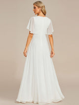 ever IVYROSE|Ruffles Sleeve A-Line Chiffon Waist Applique Maxi Formal Evening Dress