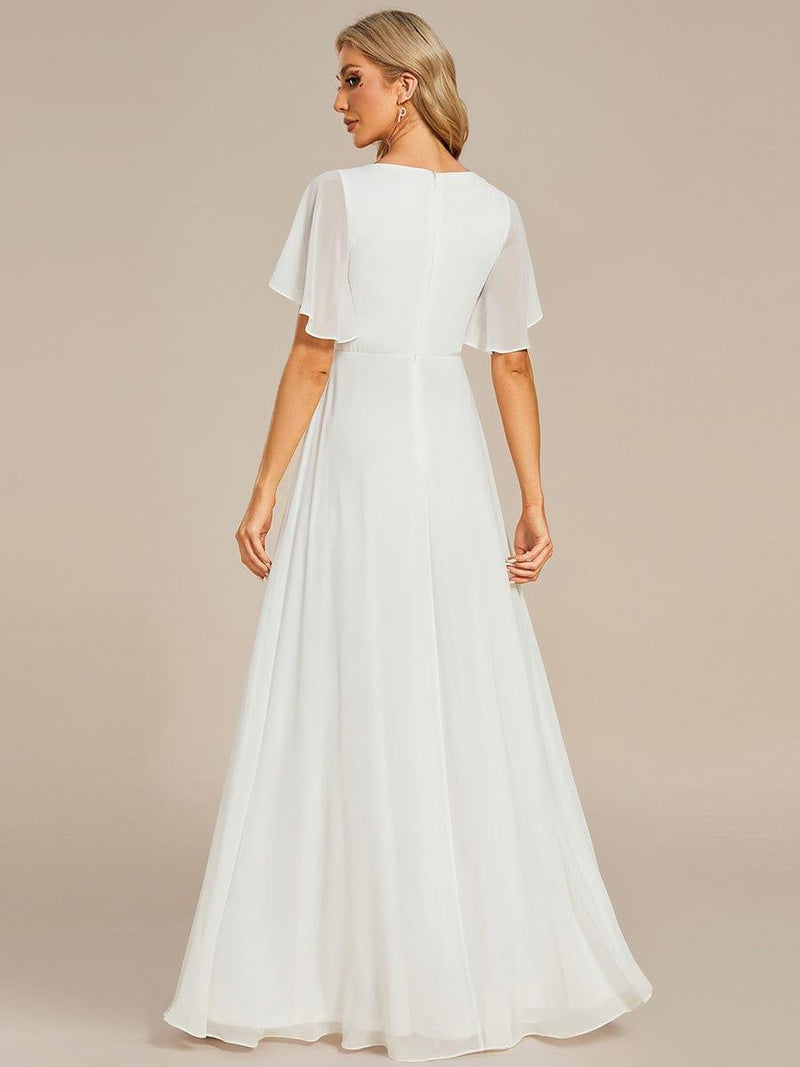 ever IVYROSE|Ruffles Sleeve A-Line Chiffon Waist Applique Maxi Formal Evening Dress