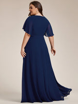 ever IVYROSE|Ruffles Sleeve A-Line Chiffon Waist Applique Maxi Formal Evening Dress