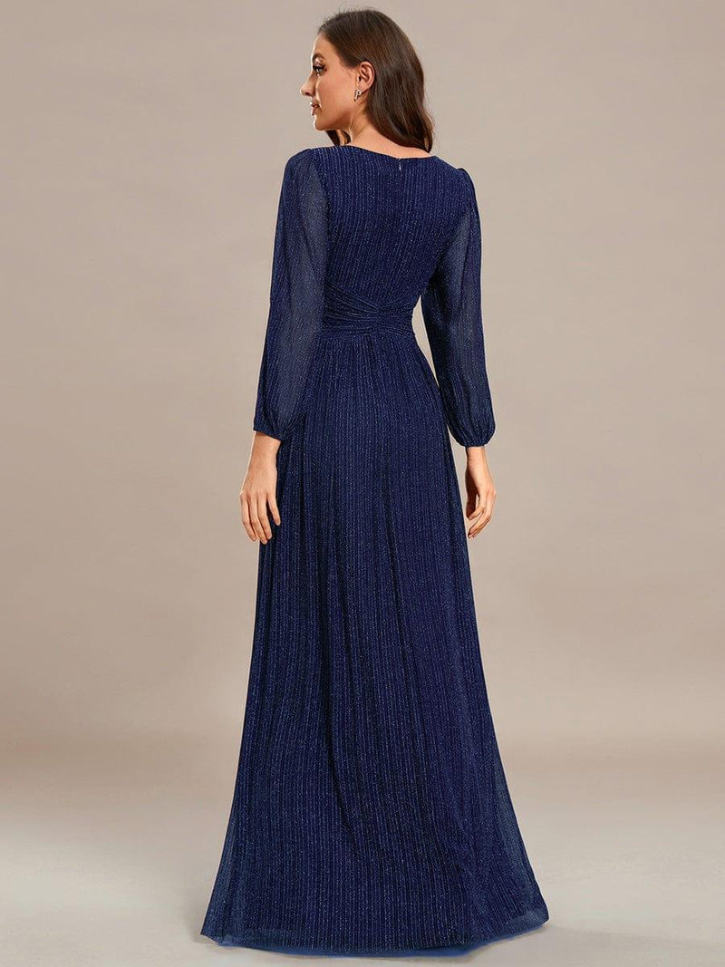 ever BRYM|Glittery Empire Waist Long Lantern Sleeves A-Line Evening Dress