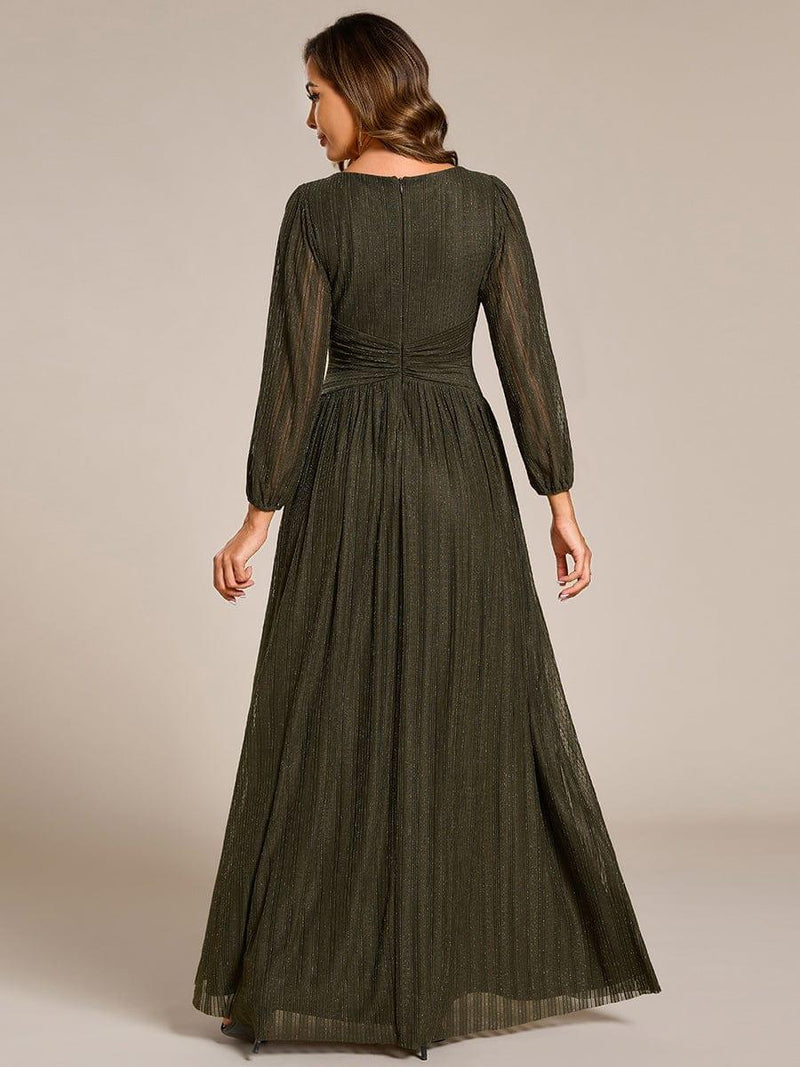 ever BRYM|Glittery Empire Waist Long Lantern Sleeves A-Line Evening Dress