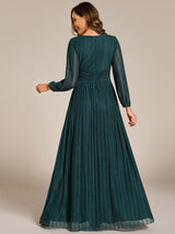 ever BRYM|Glittery Empire Waist Long Lantern Sleeves A-Line Evening Dress