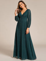 ever BRYM|Glittery Empire Waist Long Lantern Sleeves A-Line Evening Dress