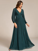 ever BRYM|Glittery Empire Waist Long Lantern Sleeves A-Line Evening Dress