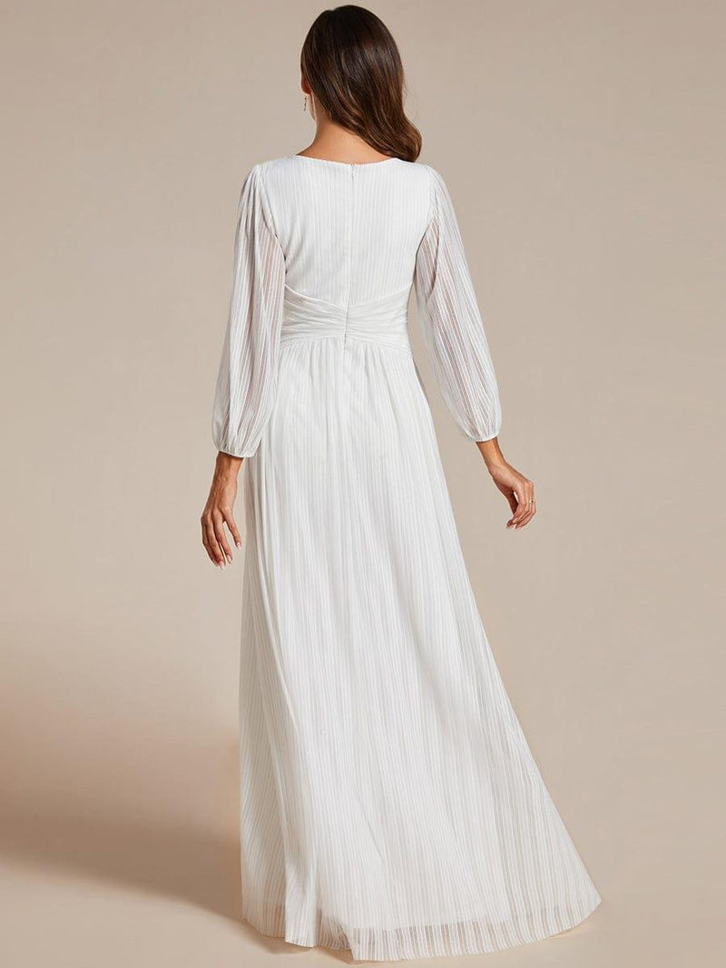 ever BRYM|Glittery Empire Waist Long Lantern Sleeves A-Line Evening Dress