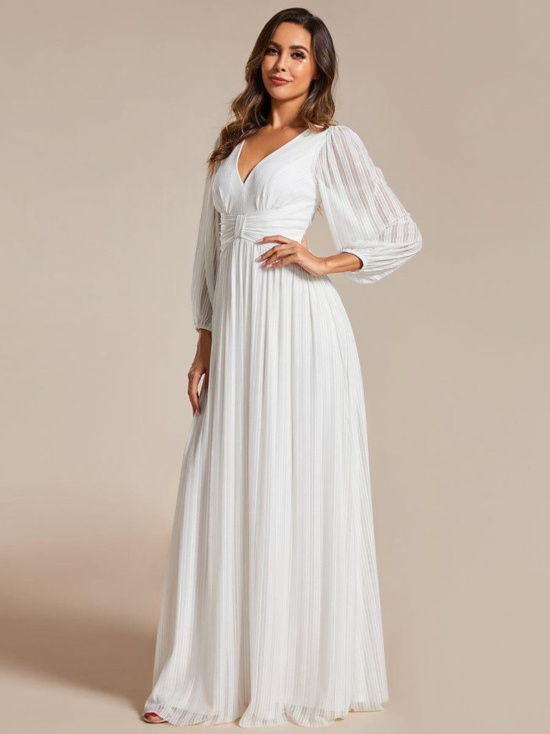 ever BRYM|Glittery Empire Waist Long Lantern Sleeves A-Line Evening Dress