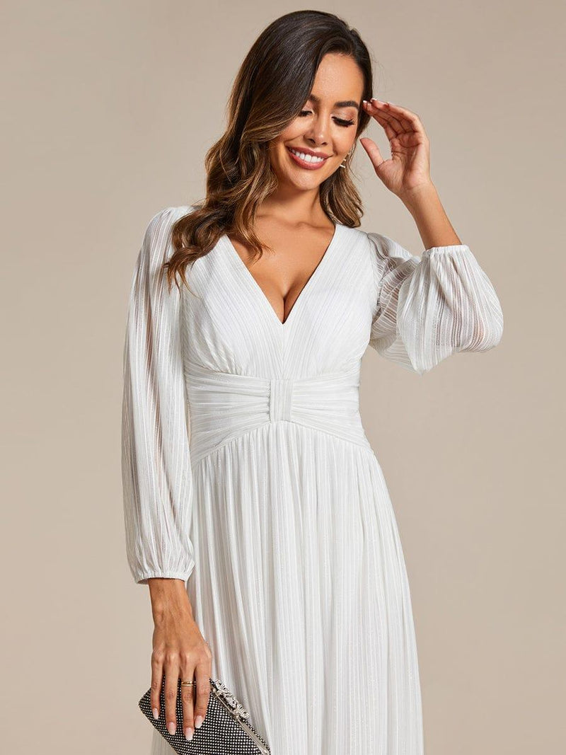 ever BRYM|Glittery Empire Waist Long Lantern Sleeves A-Line Evening Dress