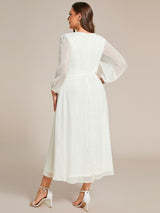 ever EMBER|See-Through Long Sleeve Twist Knot A-Line Lotus Leaf Shimmering Evening Dress