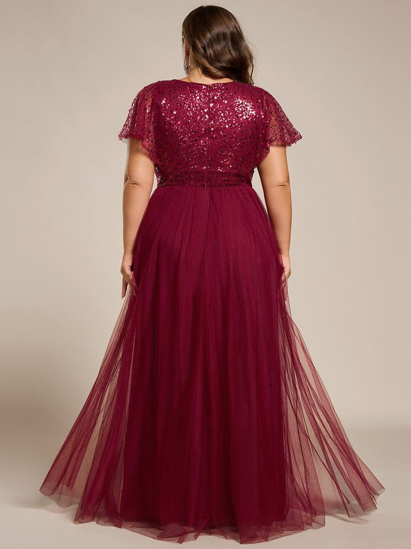 ever NAVEYA|Sparkly Sequin A-Line V-Neck Tulle Formal Evening Dress