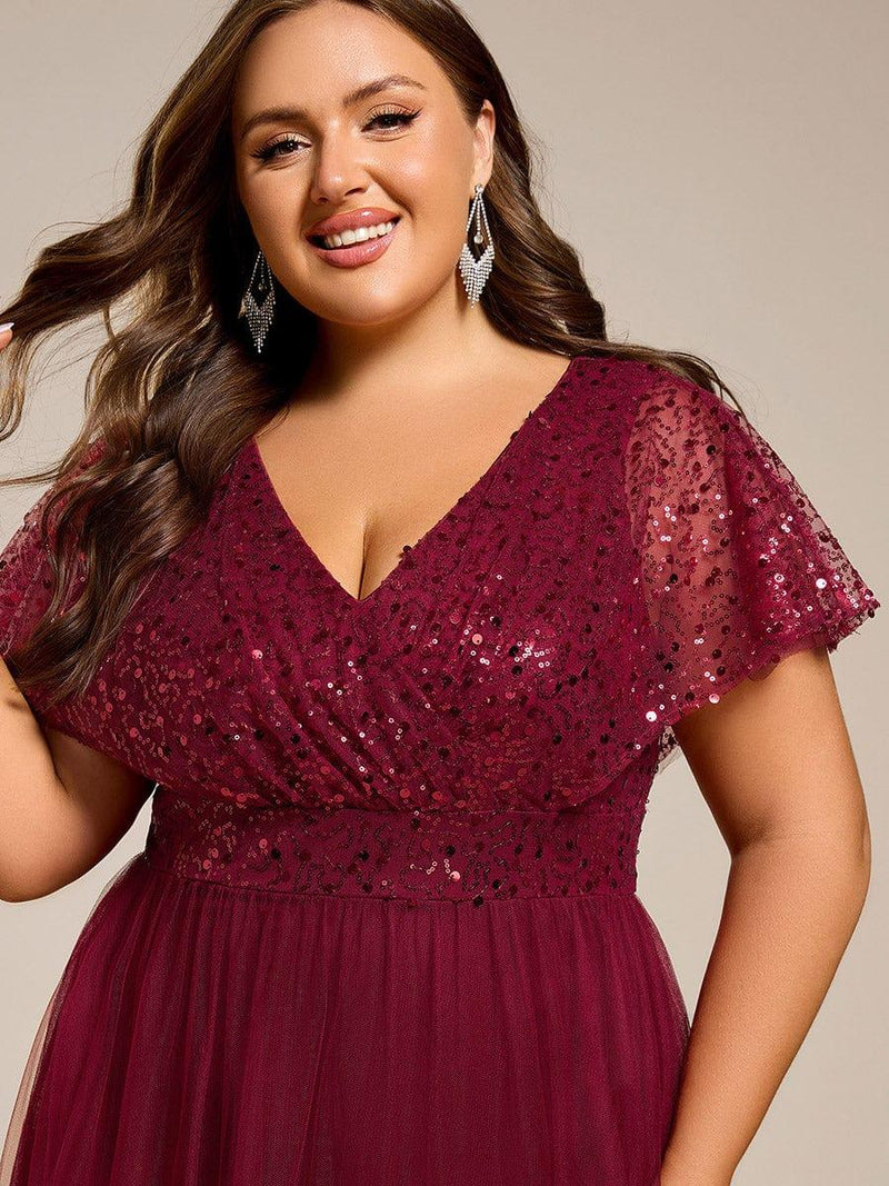 ever NAVEYA|Sparkly Sequin A-Line V-Neck Tulle Formal Evening Dress