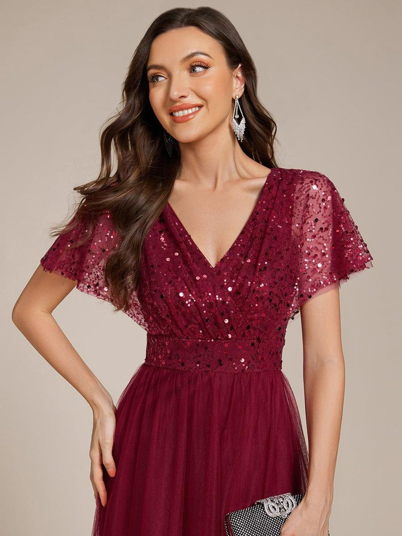ever NAVEYA|Sparkly Sequin A-Line V-Neck Tulle Formal Evening Dress