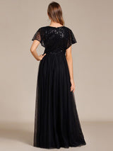 ever NAVEYA|Sparkly Sequin A-Line V-Neck Tulle Formal Evening Dress