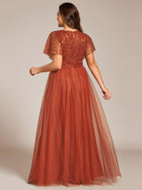 ever NAVEYA|Sparkly Sequin A-Line V-Neck Tulle Formal Evening Dress