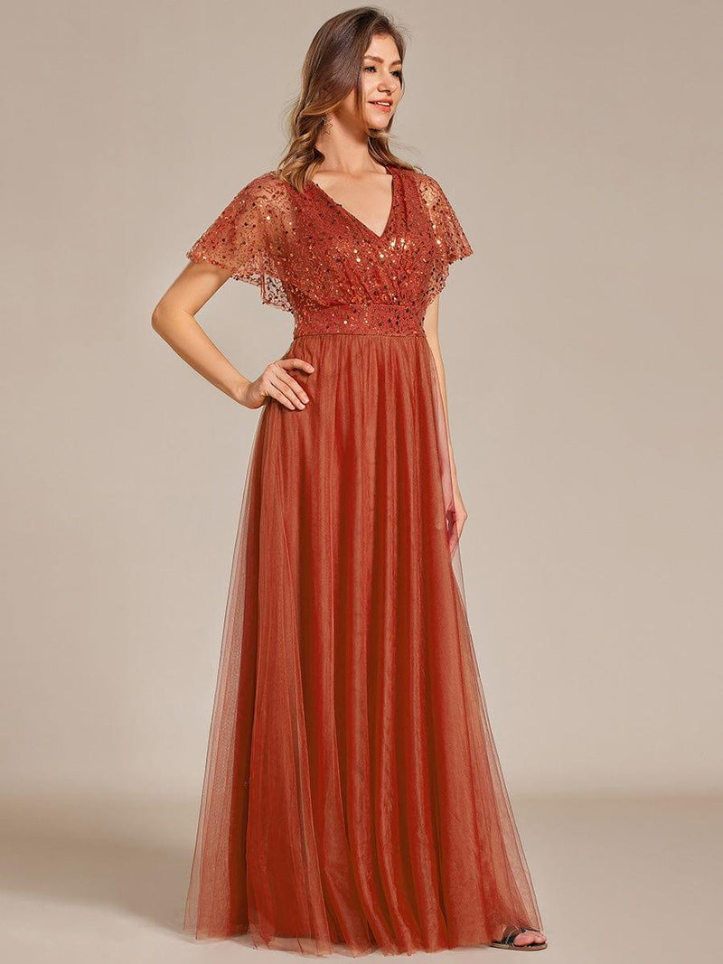 ever NAVEYA|Sparkly Sequin A-Line V-Neck Tulle Formal Evening Dress