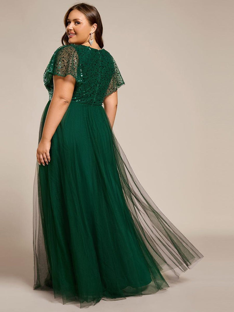 ever NAVEYA|Sparkly Sequin A-Line V-Neck Tulle Formal Evening Dress