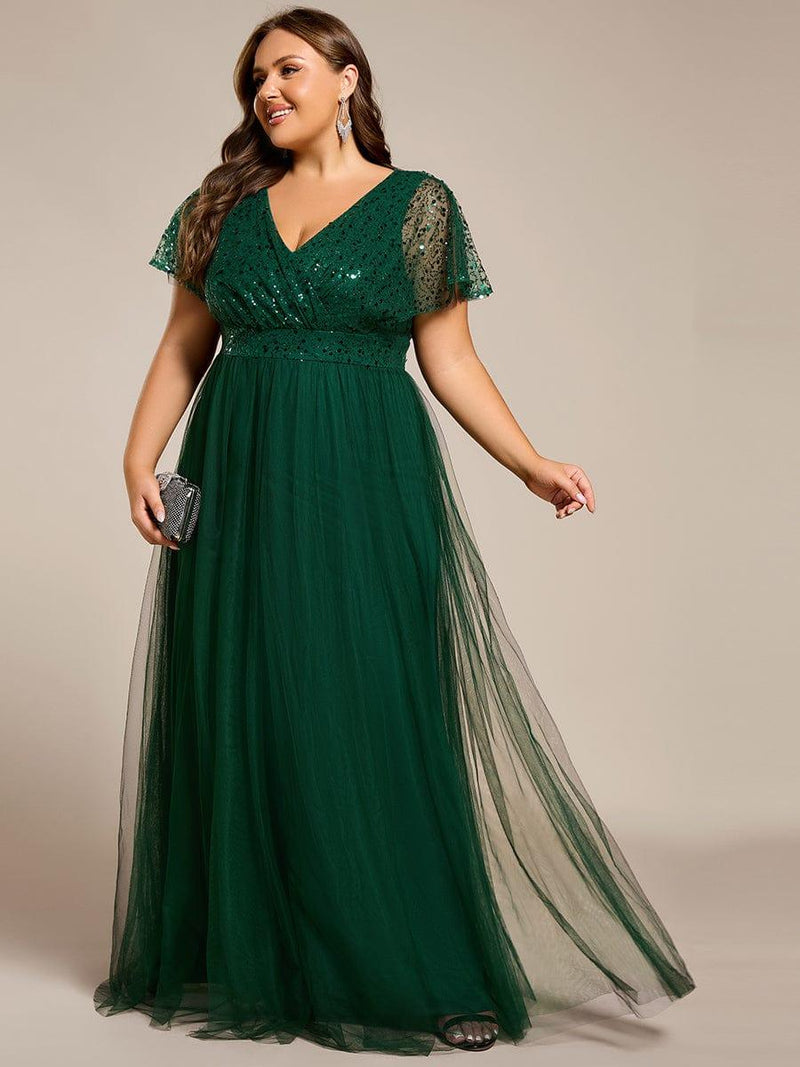 ever NAVEYA|Sparkly Sequin A-Line V-Neck Tulle Formal Evening Dress