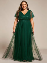 ever NAVEYA|Sparkly Sequin A-Line V-Neck Tulle Formal Evening Dress