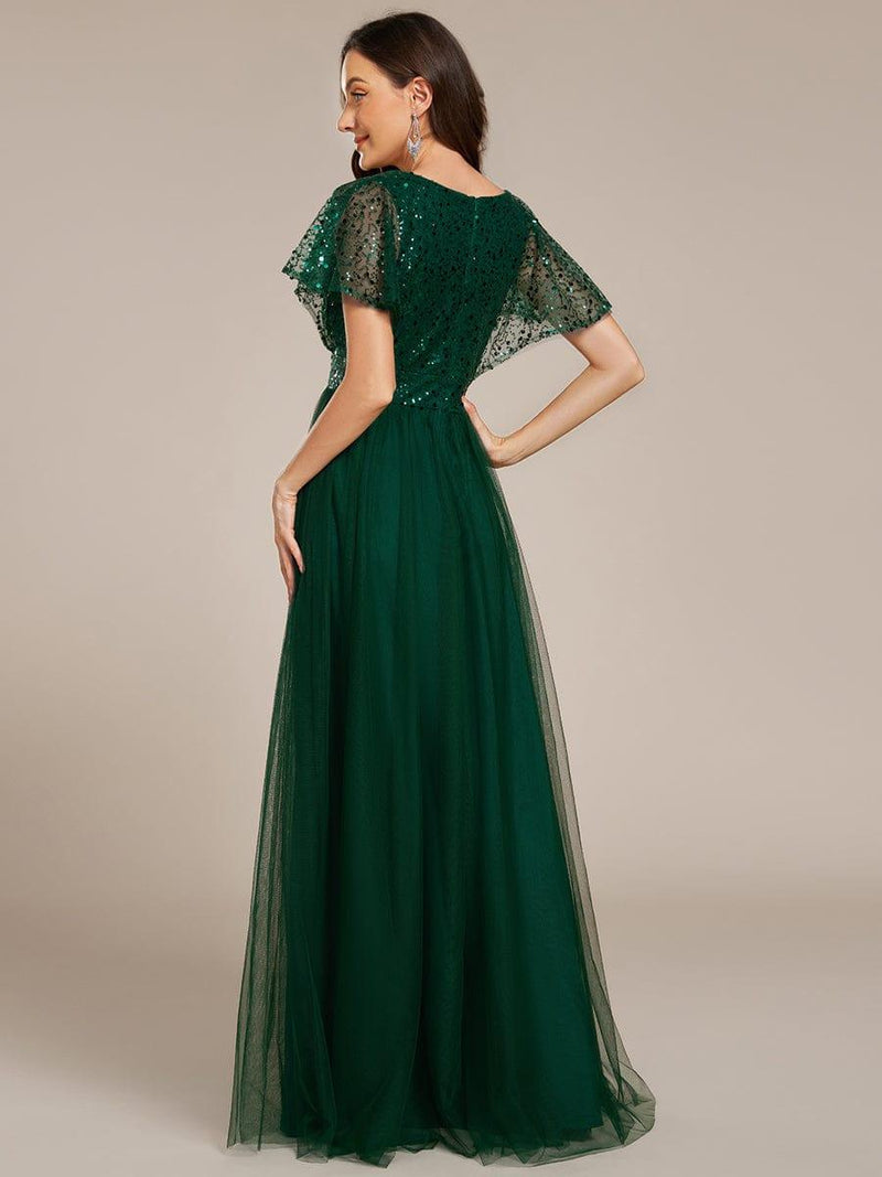 ever NAVEYA|Sparkly Sequin A-Line V-Neck Tulle Formal Evening Dress