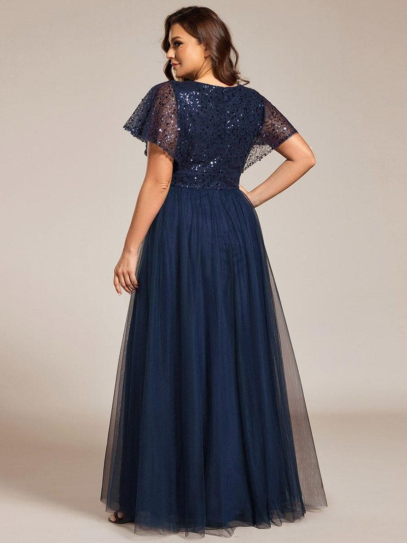 ever NAVEYA|Sparkly Sequin A-Line V-Neck Tulle Formal Evening Dress