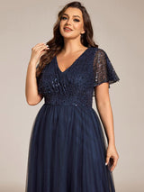 ever NAVEYA|Sparkly Sequin A-Line V-Neck Tulle Formal Evening Dress