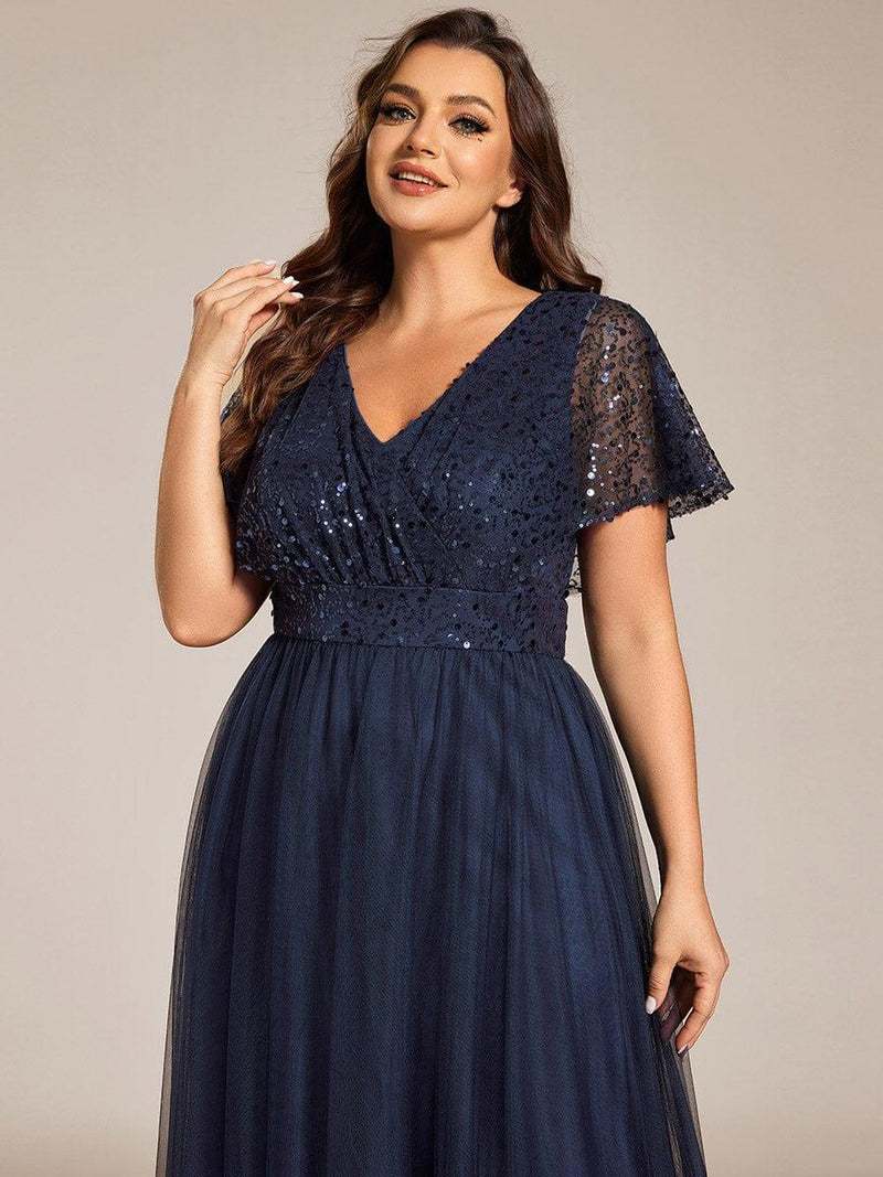 ever NAVEYA|Sparkly Sequin A-Line V-Neck Tulle Formal Evening Dress