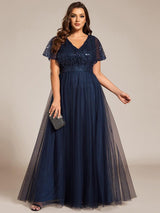 ever NAVEYA|Sparkly Sequin A-Line V-Neck Tulle Formal Evening Dress