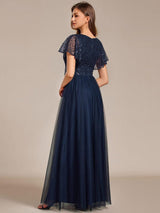 ever NAVEYA|Sparkly Sequin A-Line V-Neck Tulle Formal Evening Dress
