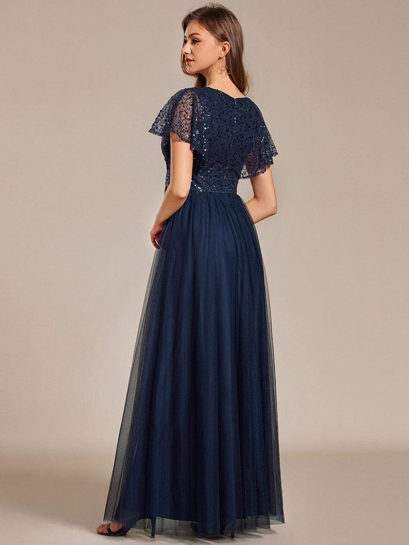 ever NAVEYA|Sparkly Sequin A-Line V-Neck Tulle Formal Evening Dress