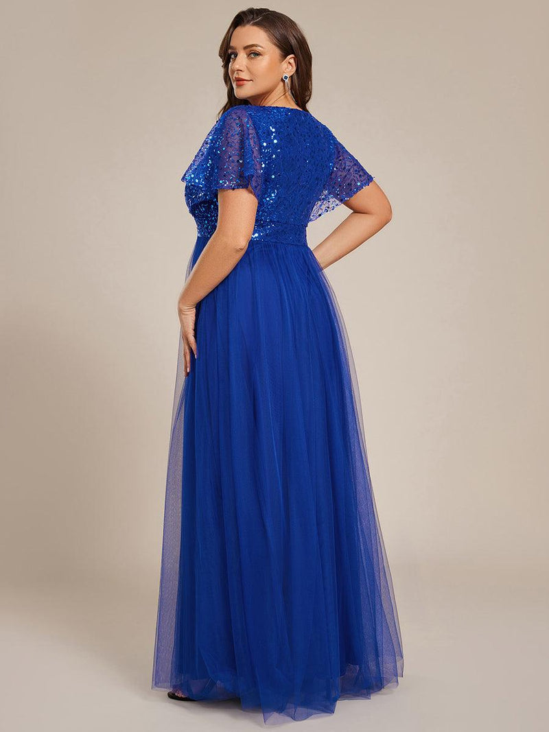ever NAVEYA|Sparkly Sequin A-Line V-Neck Tulle Formal Evening Dress