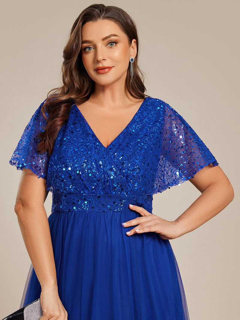 ever NAVEYA|Sparkly Sequin A-Line V-Neck Tulle Formal Evening Dress