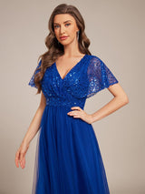 ever NAVEYA|Sparkly Sequin A-Line V-Neck Tulle Formal Evening Dress