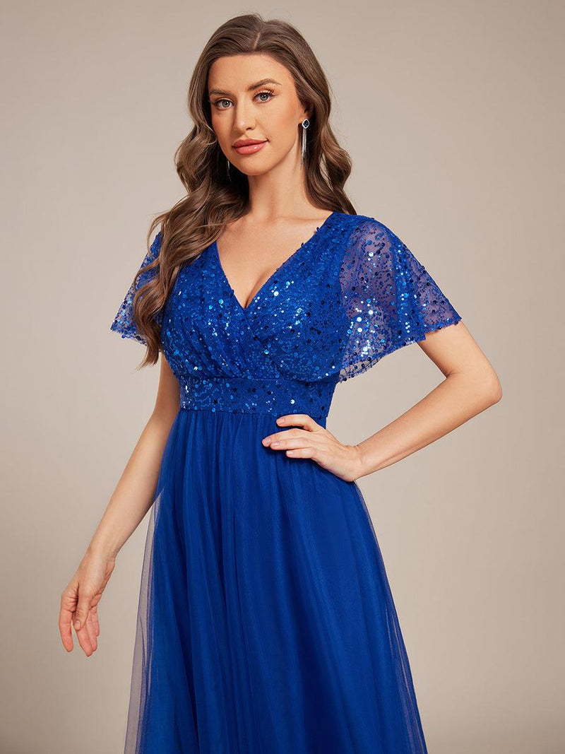 ever NAVEYA|Sparkly Sequin A-Line V-Neck Tulle Formal Evening Dress