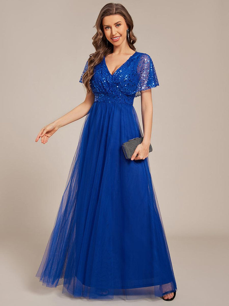 ever NAVEYA|Sparkly Sequin A-Line V-Neck Tulle Formal Evening Dress