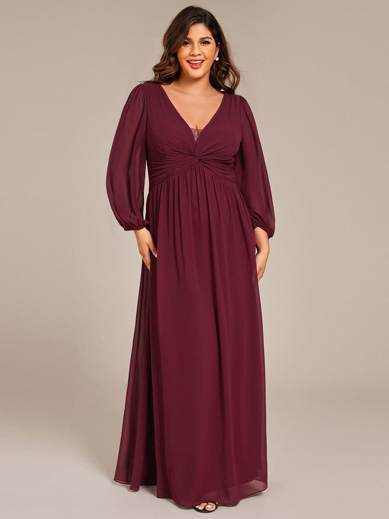 ever TRU|Graceful Chiffon A-Line Pleated Long Sleeves Formal Evening Dress