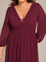 ever TRU|Graceful Chiffon A-Line Pleated Long Sleeves Formal Evening Dress