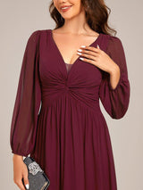 ever TRU|Graceful Chiffon A-Line Pleated Long Sleeves Formal Evening Dress