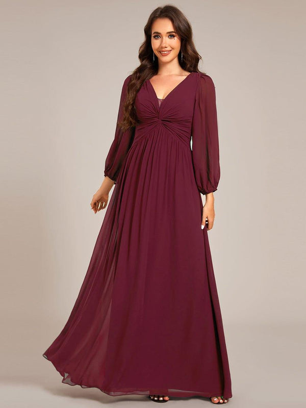 ever TRU|Graceful Chiffon A-Line Pleated Long Sleeves Formal Evening Dress