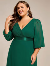 ever OLIVIA|Long Sleeves Chiffon Empire Waist A-Line Maxi Formal Evening Dress