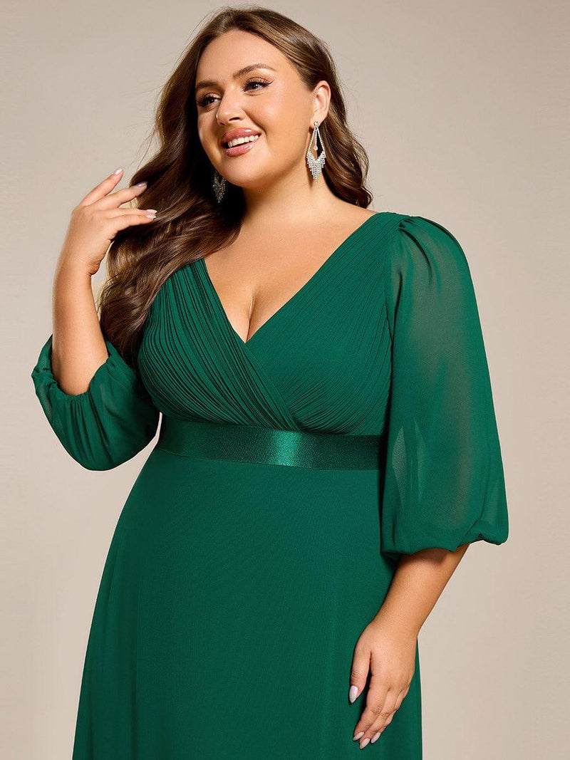 ever OLIVIA|Long Sleeves Chiffon Empire Waist A-Line Maxi Formal Evening Dress
