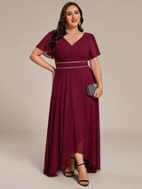 ever DAKOTA|Double V-Neck Waist Trimmed Chiffon Formal Evening Dress