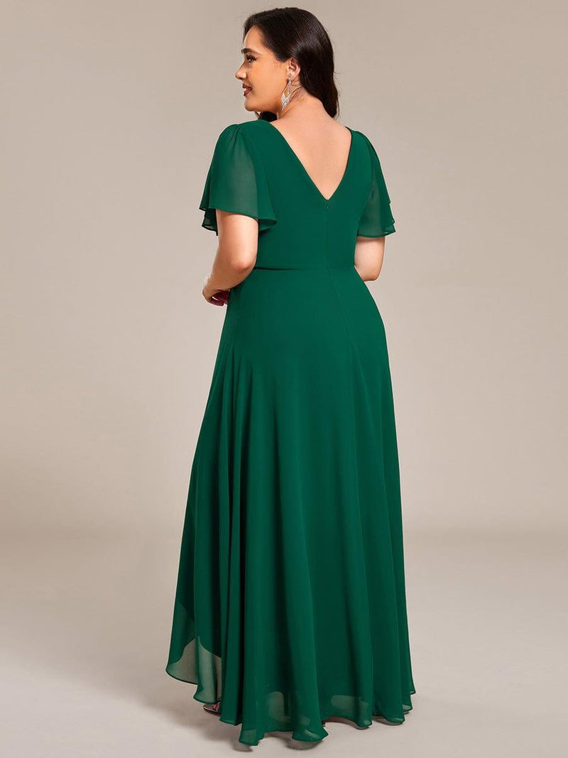 ever DAKOTA|Double V-Neck Waist Trimmed Chiffon Formal Evening Dress