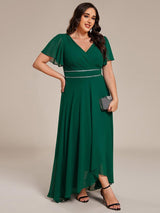 ever DAKOTA|Double V-Neck Waist Trimmed Chiffon Formal Evening Dress