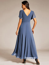 ever DAKOTA|Double V-Neck Waist Trimmed Chiffon Formal Evening Dress