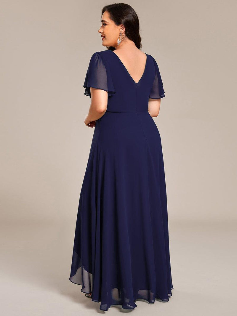 ever DAKOTA|Double V-Neck Waist Trimmed Chiffon Formal Evening Dress