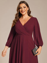 ever BRIAR|3/4 Sleeves Asymmetrical Hem A-Line Midi Wedding Guest Dress