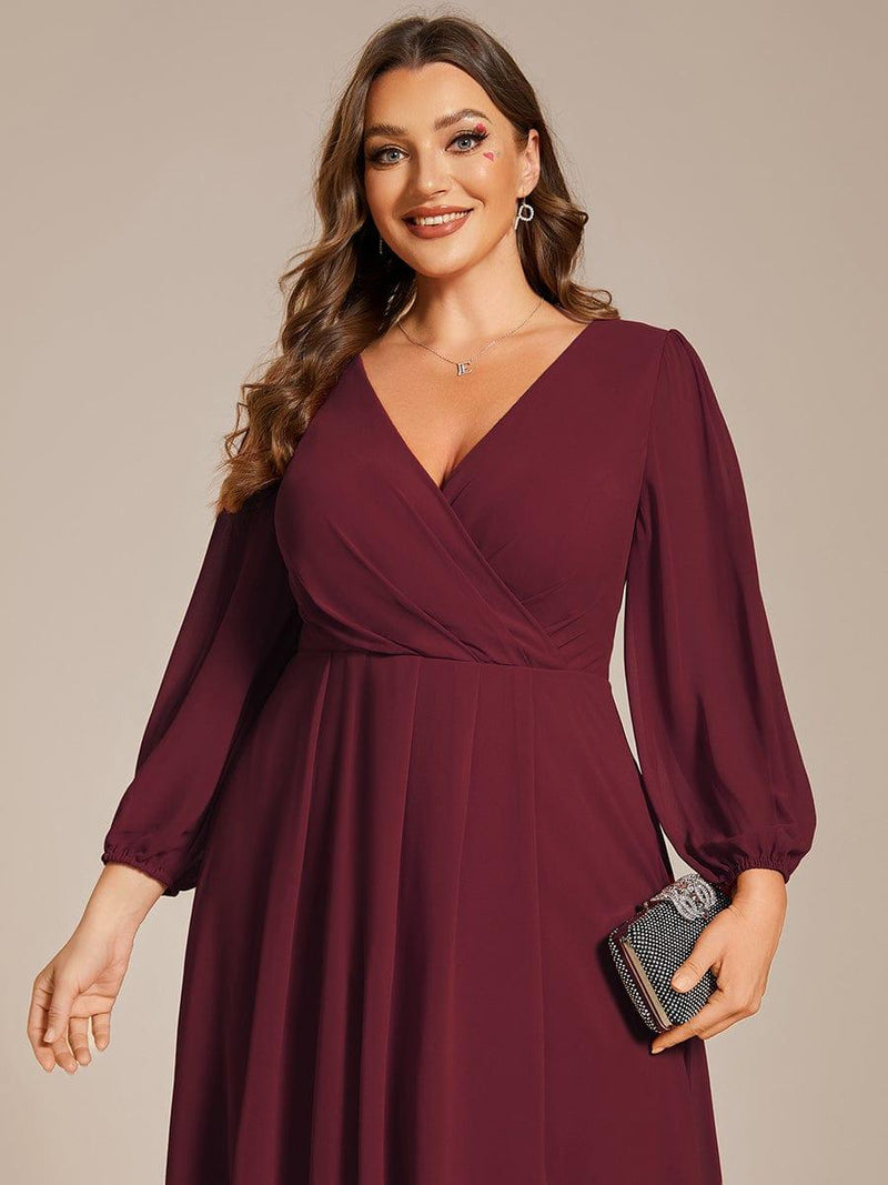 ever BRIAR|3/4 Sleeves Asymmetrical Hem A-Line Midi Wedding Guest Dress