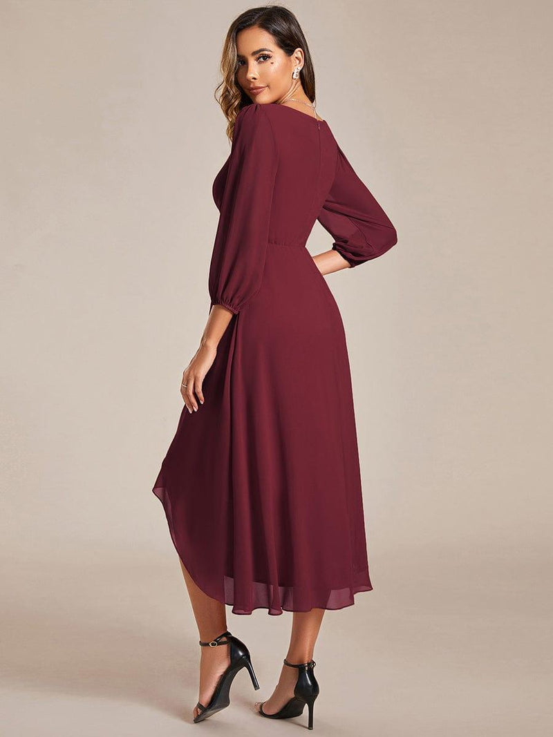 ever BRIAR|3/4 Sleeves Asymmetrical Hem A-Line Midi Wedding Guest Dress