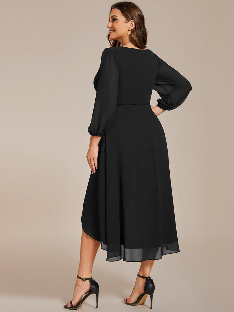 ever BRIAR|3/4 Sleeves Asymmetrical Hem A-Line Midi Wedding Guest Dress