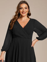 ever BRIAR|3/4 Sleeves Asymmetrical Hem A-Line Midi Wedding Guest Dress