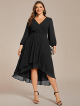 ever BRIAR|3/4 Sleeves Asymmetrical Hem A-Line Midi Wedding Guest Dress